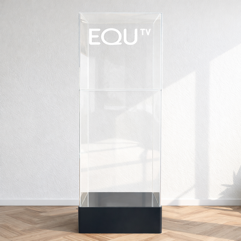 Podio Leggio in Plexiglass Trasparente con Fascia Nera Base 40x30 cm – Mod.003