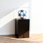 Teca in Plexiglass Trasparente per Pallone da Calcio con Base Nera – Napoli