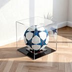 Teca in Plexiglass Trasparente per Pallone da Calcio con Base Nera – Napoli