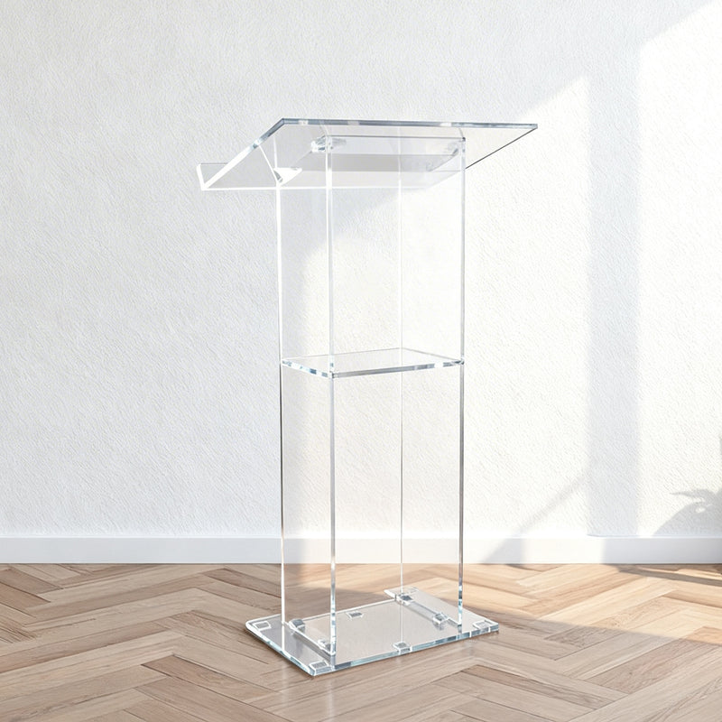 Podio Leggio in Plexiglass Trasparente 10mm con Mensola – Mod.002