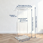 Podio Leggio in Plexiglass Trasparente 10mm con Mensola – Mod.002